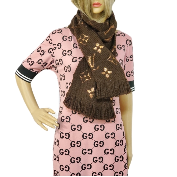 Louis Vuitton Logomania Shine Brown Monogram Scarf - Picture 11 of 13